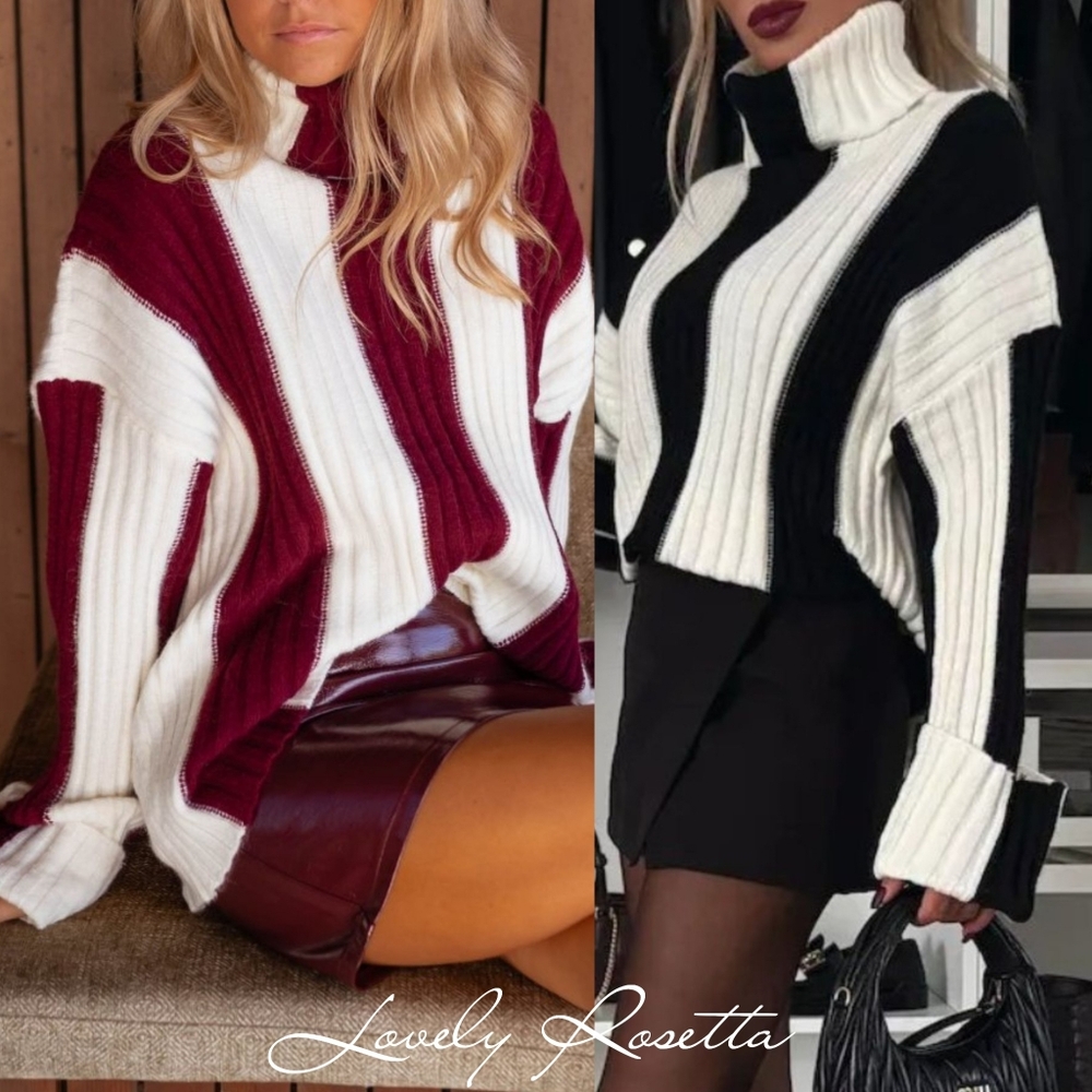 Colorblock Turtle Neck Sweater - Picture 9 of 11